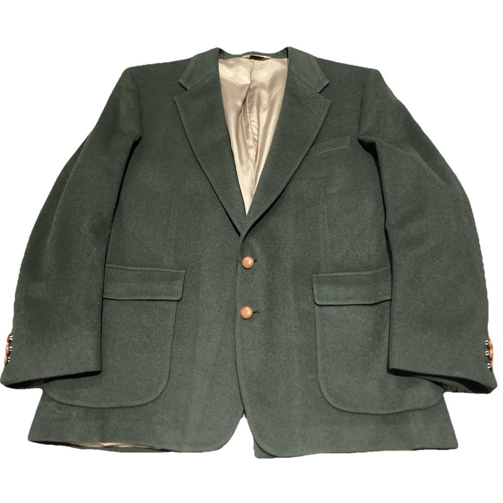 Vintage Craig Scott 100% Camel Hair Sport Coat Blazer Mens 46R Green USA Made